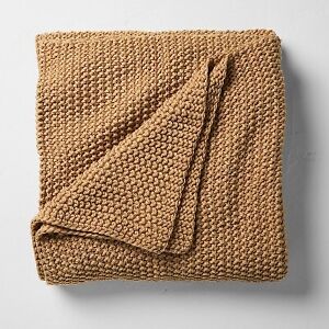 Full/Queen Chunky Knit Bed Blanket Warm Brown - Casaluna