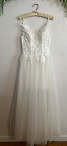 White Dress Wedding Tulle Sheer Fairy Boho Summer Small Woman’s