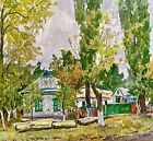 Original Art Painting Village House Spring Vintage Landscape Home Decor Collect