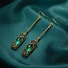 Fashion Women Long Green Stone Drop Dangle Earrings Vintage Jewelry Gift Trendy