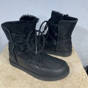 UGG Women’s Boots Size 8 Black Lodge Style 1007710 Snow Lace Up