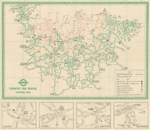 London Transport Bus map Country Area. #1 1948 old vintage plan chart