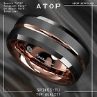 8mm Black Brushed Rose Gold Plated Metal Tungsten Ring ATOP Men Wedding Band