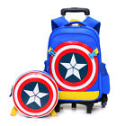 Kids Boys Wheels Backpack Blue Bag Luggage Rolling School Book Pack Trolley Bags