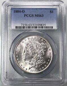 New Listing1884-O Morgan Dollar PCGS MS63 $1 Silver US Coin Uncirculated Blast White