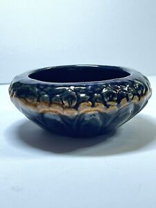 1920's Brush McCoy Pottery Majolica Amaryllis Bowl Excellent Blues Browns Glossy