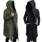 Mens Solid Hoodie Long Jacket Cardigan Casual Trench Cloak Cape Coat Outwear
