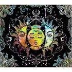 Uspring Sun Revealing Moon With Flowers Stars Tapestry 51.2