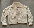 Carraig Donn handknit merino wool Irish cardigan sweater, cable pattern,womens S