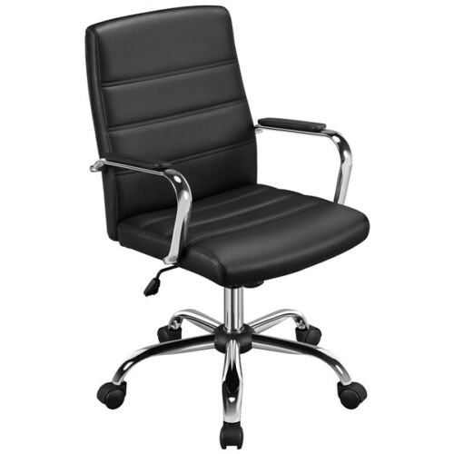 Executive Office Chair Computer Task Chair Swivel Leather Chair w/Armrests, Used