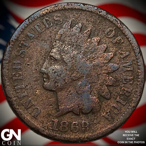 1869/9 Indian Head Cent Penny X7631