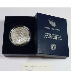 2014 W BURNISHED UNC - 1 oz Silver Eagle SAE with Box & COA - Coin $1 #47681P