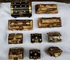 Nos Vintage Camel Bone Lot of 10 Trinket Jewelry Boxes Brass India New Old Stock