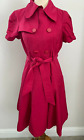 Bebe Pink Short Sleeve Belted Flare Double Breast Trench Coat Size M