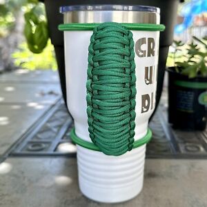 30/32/40oz Stretchable Paracord Tumbler Handle, Solid Green, Fits Epoxy Cups