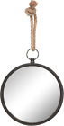 Stonebriar Round Metal Mirror for Wall with Nautical Rope Hanging Loop, SMALL, B