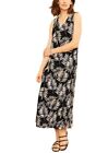 J. Jill Wearever Sleeveless  Maxi Dress Size Small V Neck Leafy Print