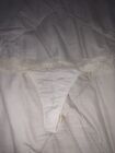 Victoria's Secret Vintage Panties Size MEDIUM  2006 Angel CREAM Satin Lace Thong