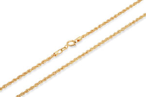 14K Yellow Gold 1.5mm-4mm Italian Rope Chain Pendant Necklace Mens Women Hollow