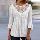 Womens Long Sleeve Floral Lace Tunic Tops Pullover Ladies Casual T-Shirt Blouses