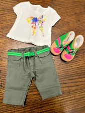 American Girl Lea's Rainforest 3pc Hike Outfit pants tee boots New