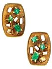 Bruno Guidi 1970 Retro Modernist Earrings In 18Kt Gold With 4.45 Ctw In Emeralds