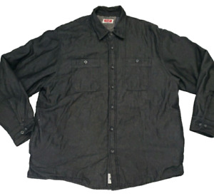 Wrangler Sherpa Lined Shirt Chore Barn Jacket Mens XL Black Lined Pockets EUC