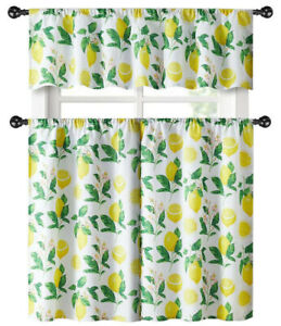 Kate Aurora Country Lemon Vine Complete 3 Pc. Kitchen Curtain Tier & Valance Set