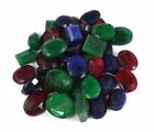 Natural Faceted Emerald, Ruby & Sapphire Mix Gemstones Lot Mix Cut 100 Ct/ 7 Pcs