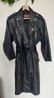 Vintage Unisex Authentic Leather Belted Moto Trench Coat