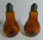 2x glass bottles shaped like light bulbs Brown vintage