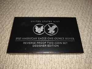 2021 American Eagle Silver Reverse Proof Two-Coin Set Designer Edition BOX ONLY
