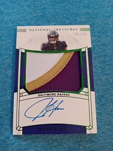 2019 National Treasures JUSTICE HILL /43 Rookie Patch Auto RPA Ravens Jersey