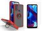Magnetic Ring Clear Matte Shockproof Case + Tempered Glass for Moto G Power 2022