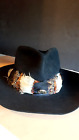 Vintage The Roundup 5X Cowboy Hat Beaver Quality Feather Band black- size 7 1/4