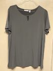 Susan Graver liquid knit Women’s Gray Short  Sleeve Size 1X New Without Tags
