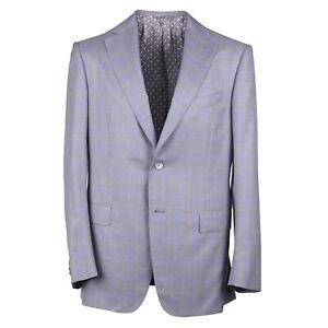 Zilli Trim-Fit Light Gray Check Super 150s Wool and Silk Suit 50R (Eu 60) NWT