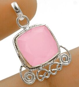 Natural Faceted Rose Quartz 925 Sterling Silver Pendant Jewelry K11-4