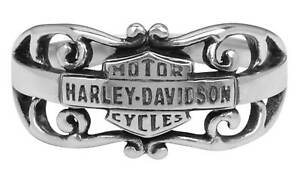 Harley-Davidson Women's Gypsy Bar & Shield Logo Band Ring, Sterling Silver
