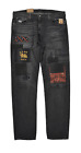 Polo Ralph Lauren Big & Tall Varick Slim Straight Patchwork Graffiti Jeans New