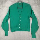 Vintage Izod Sweater Mens Medium Green Cardigan Long Sleeve Made In USA V Neck