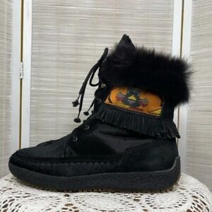 Tecnica Womens Fashion Snow Boots Size 9.5 Black Colorful Aztec Design