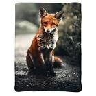Fall Throw Blanket Fox Sitting On Ground Soft Microfiber Lightweight Cozy War...