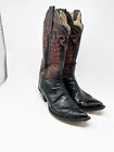 Custom Paul Boud Leather Embroidered Western Cowboy Boots Pointed Toe Size 12