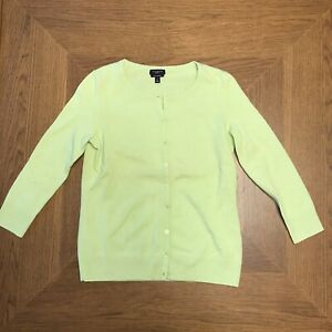Talbots Cardigan Sweater Womens P (XS) Petites 100% Cashmere Chartreuse Green EX