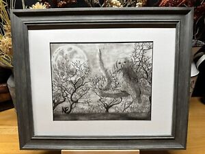 Owl Bird ~ Forest At Night ~ Graphite Pencil Art Sketch Drawing Picture Print