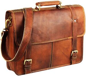 Leather Brown Vintage laptop messenger bag for Men Satchel Leather computer Bag