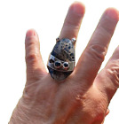 Montana Agate Ring, Sterling Silver 925 hand crafted by Nick Nixon, size 8 1/2