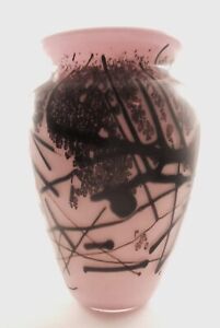 Dan Bergsma Art Glass Vase Pilchuck Seattle '89 Dusty Rose Abstract Jewel 5.5