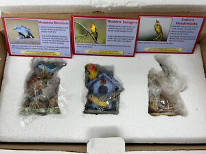 Box Set Of 3 Danbury Mint Backyard Birdhouse Christmas Ornaments Birds